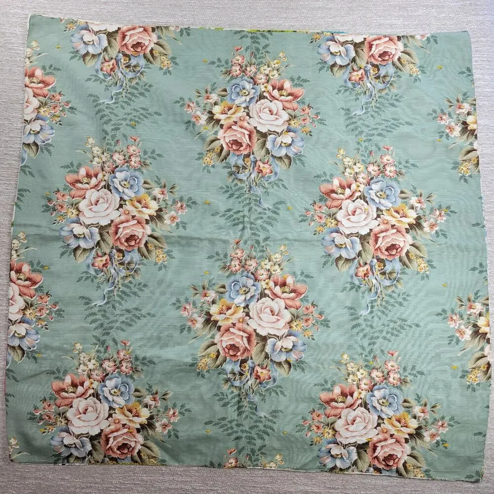Handmade Patchwork Crazy Quilt Blanket Tablecloth Two-Sided Indian Square Floral